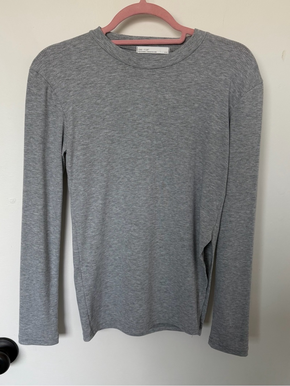 OAK + FORT Grey Ribbed Long Sleeve Top Size Medium
